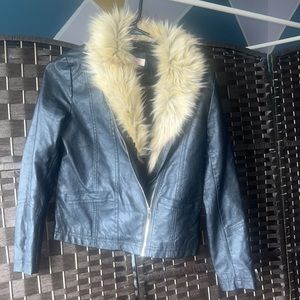 H&M Fur Color Leather Jacket Size 12-13yr